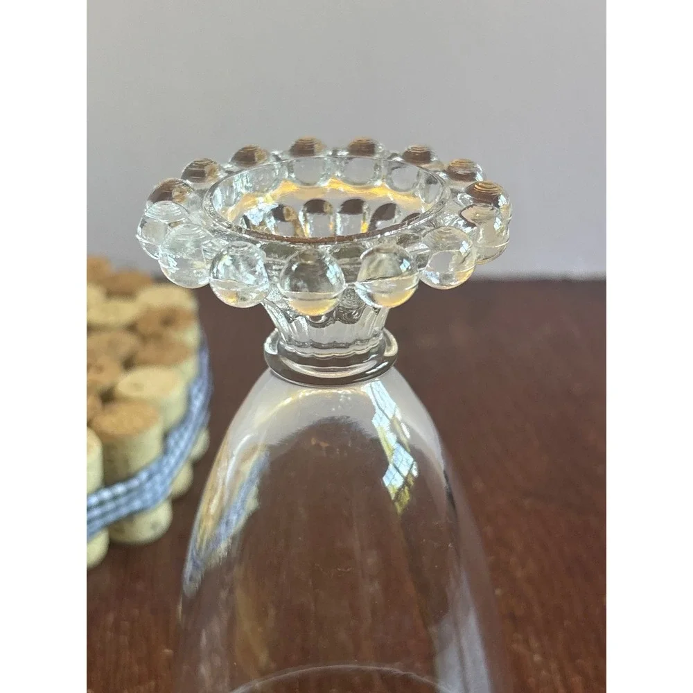 Vintage Clear Glass Goblets Set of 3 Beaded Pedestal Base Wine Water‎ Glasses